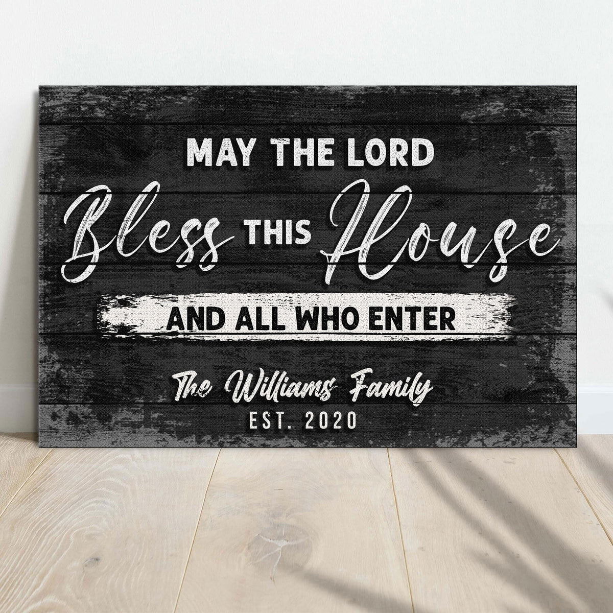 Tailored Canvases canvas sign May The Lord Bless This House And All Who Enter on black wood on Tampa Home & Garden Store
