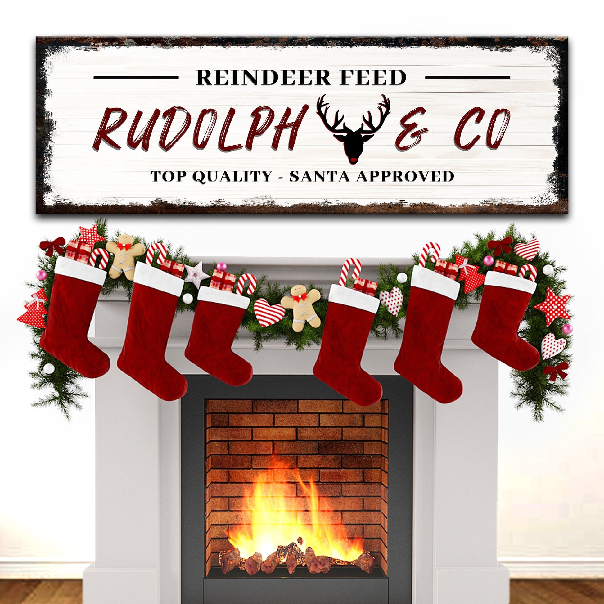 Rudolph & Co Sign canvas crafting wood, black text and red name Tailored Canvases on Tampa Home & Garden Store