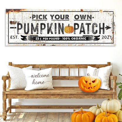 Canvas sign Pick Your Own Pumpkin Patch by Tailored Canvases, rustic vintage pumpkins on Tampa Home & Garden Store