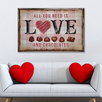 Tailored Canvases Valentine’s Day Sign XIII canvas with rustic frame and pink plaid backdrop on Tampa Home & Garden Store