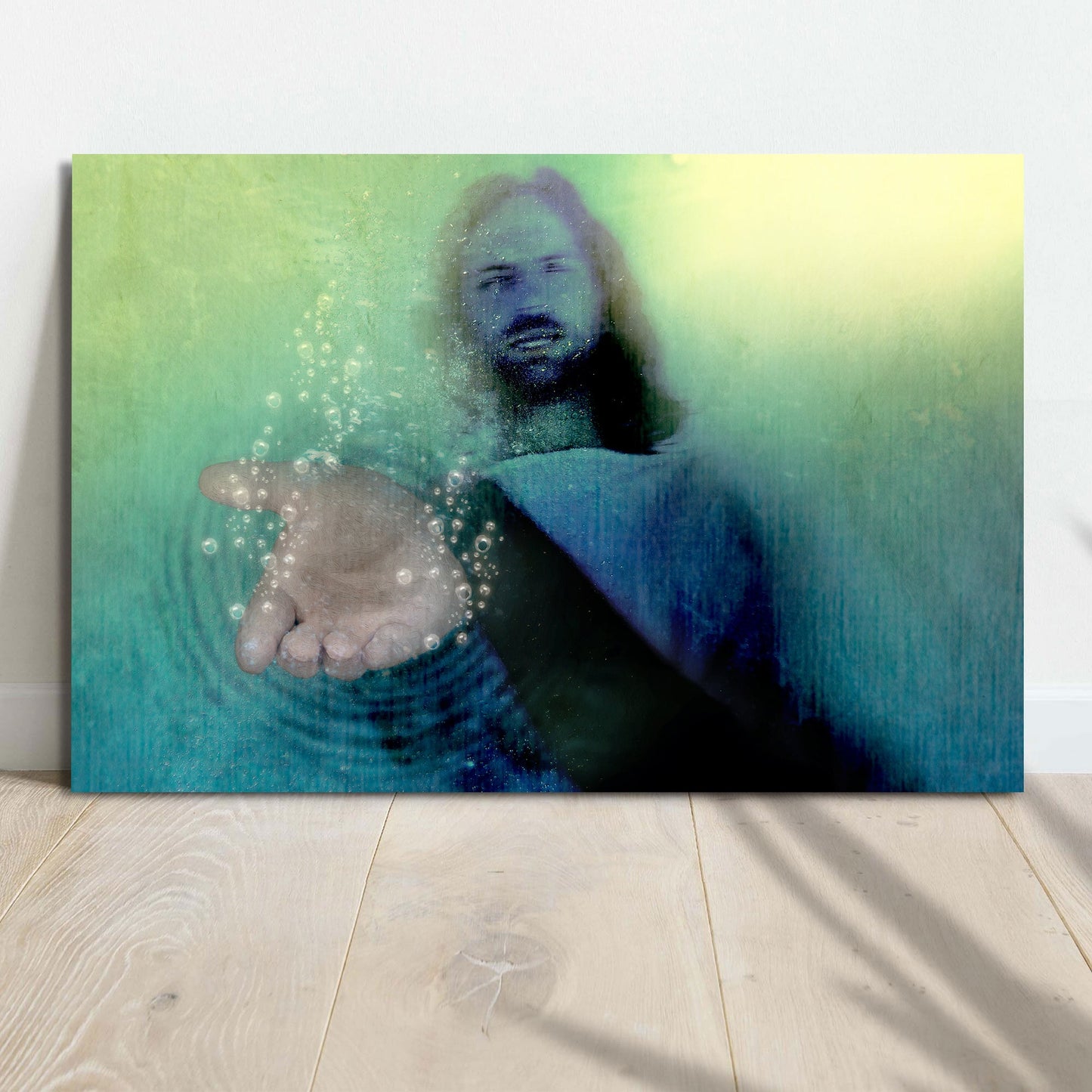 Walk With Jesus In Faith Canvas Wall Art by Tailored Canvases, blue underwater scene on Tampa Home & Garden Store