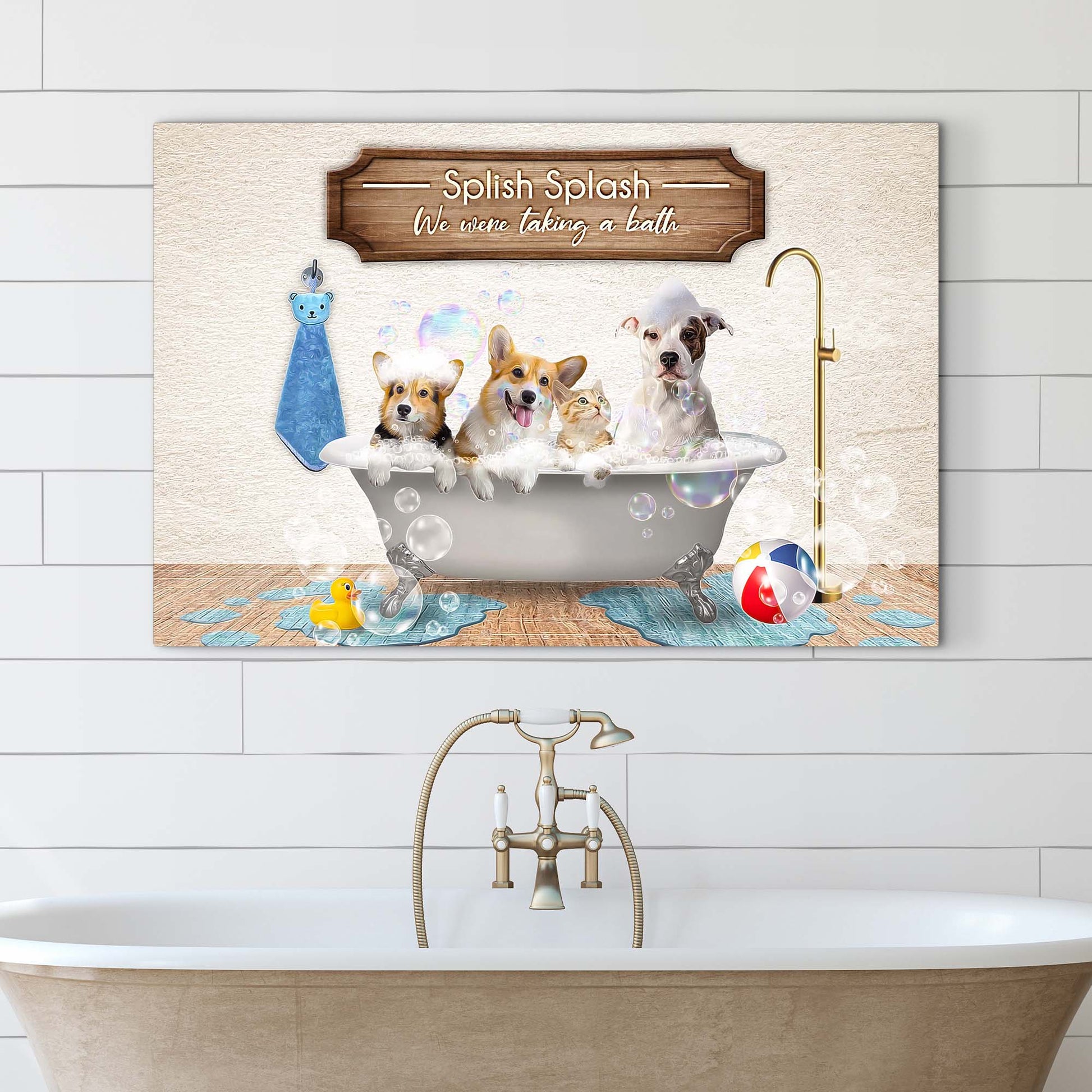 Splish Splash We were taking a bath canvas sign with wood plaque by Tailored Canvases on Tampa Home & Garden Store