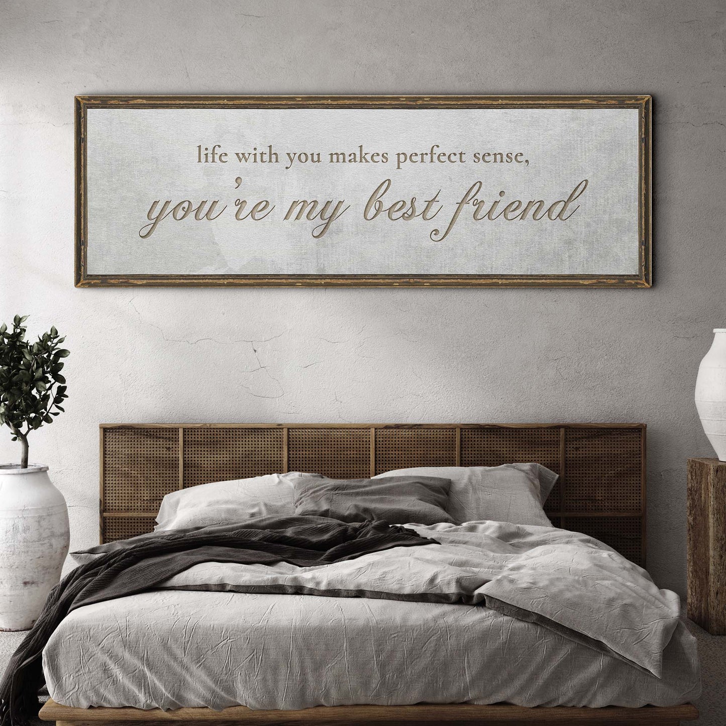 You Are My Bestfriend Sign canvas by Tailored Canvases; gray texture with rustic brown frame on Tampa Home & Garden Store