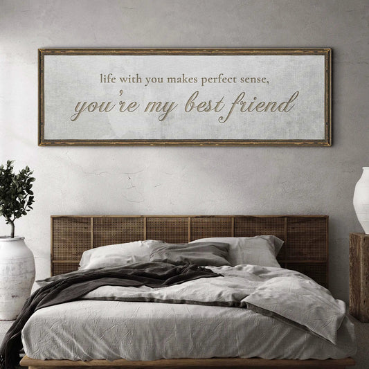You Are My Bestfriend Sign canvas by Tailored Canvases; gray texture with rustic brown frame on Tampa Home & Garden Store