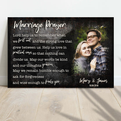 Marriage Prayer Couple Sign canvas by Tailored Canvases with dark texture and white script on Tampa Home & Garden Store