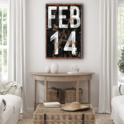 Feb 14 Sign canvas wall art by Tailored Canvases; distressed white letters on rusted canvas on Tampa Home & Garden Store