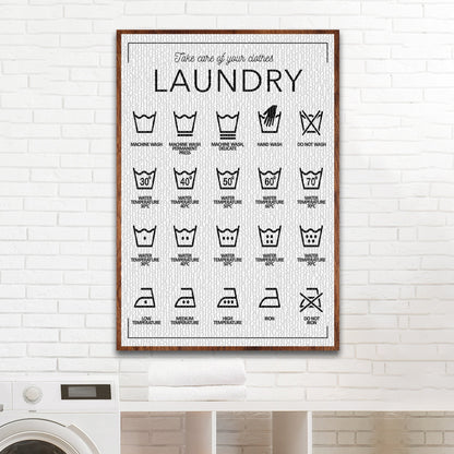 Laundry Symbols Sign II canvas by Tailored Canvases, framed wood display on Tampa Home & Garden Store
