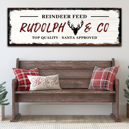 Rudolph & Co Sign canvas by Tailored Canvases; rustic whitewashed background and red script on Tampa Home & Garden Store