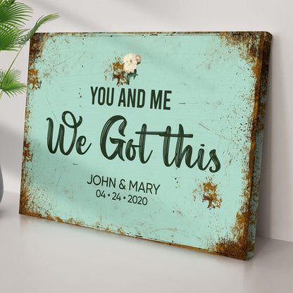 You And Me We Got This wedding crafting canvas turquoise backdrop and white flower on Tampa Home & Garden Store