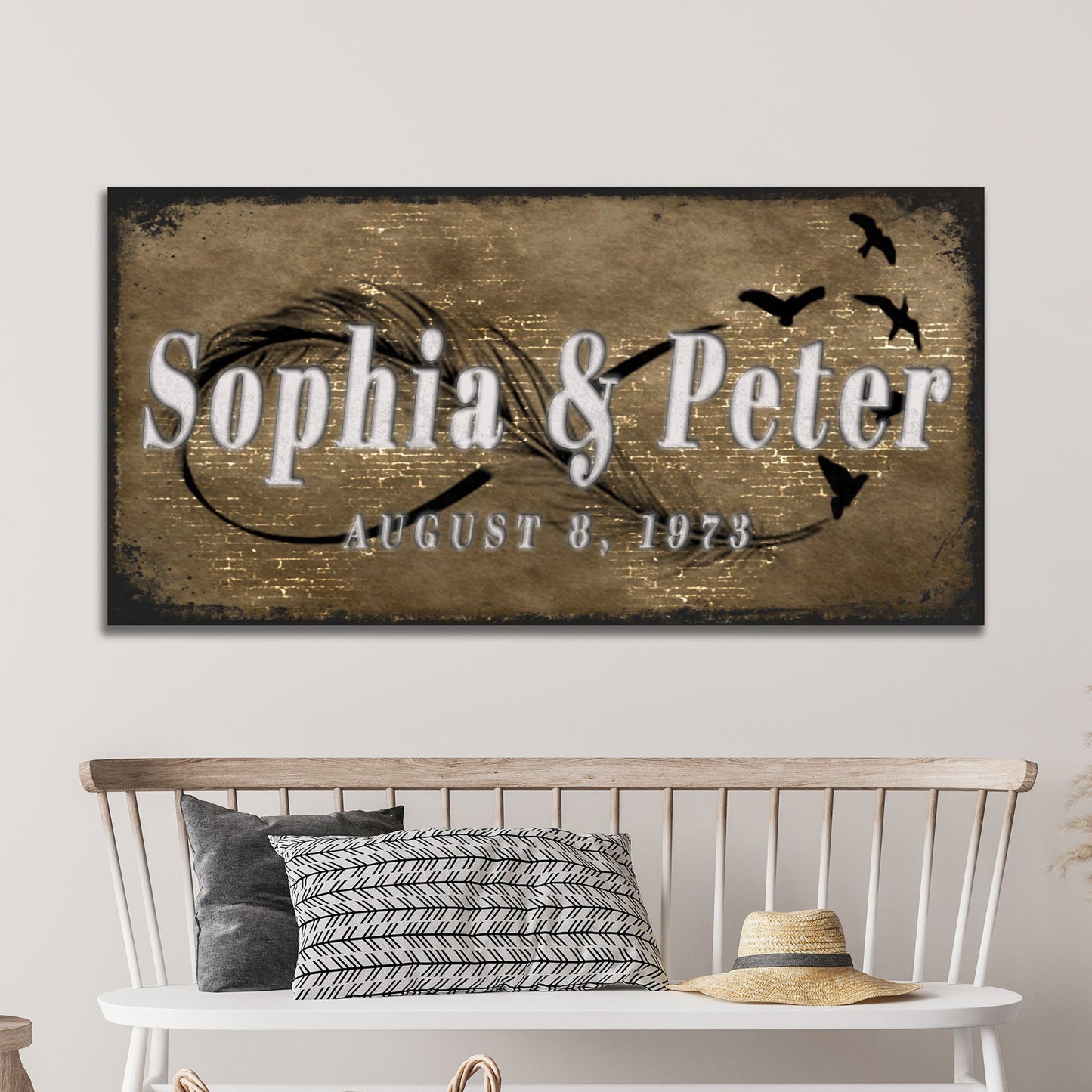 Couple Infinity Sign II Canvas by Tailored Canvases, rustic wood with Sonia & Peter on Tampa Home & Garden Store