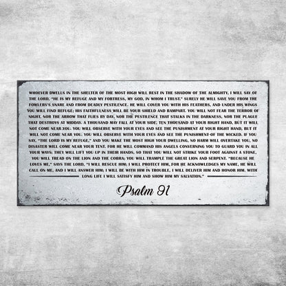 Psalm 91 canvas wall art sign by Tailored Canvases, gray textured crafting canvas on Tampa Home & Garden Store