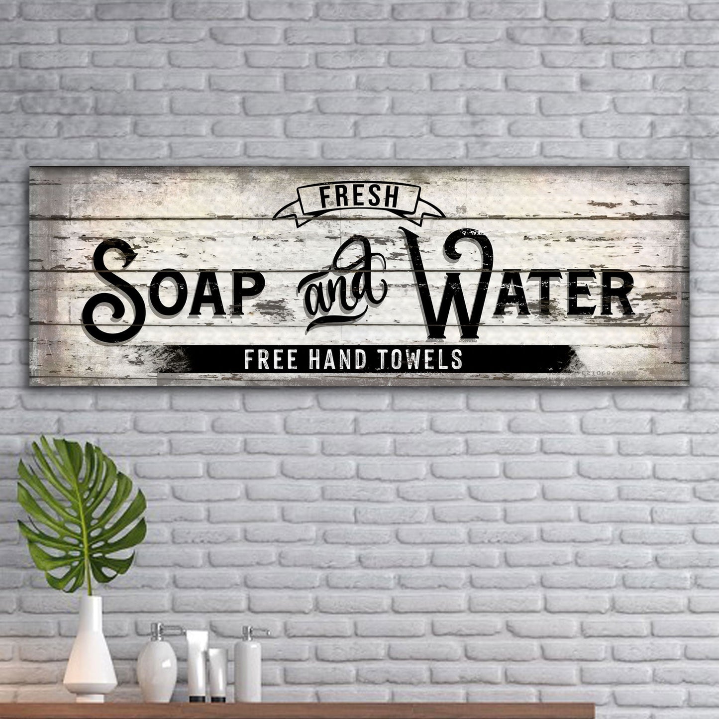 Fresh Soap and Water family bathroom sign canvas with distressed wood look Tailored Canvases on Tampa Home & Garden Store