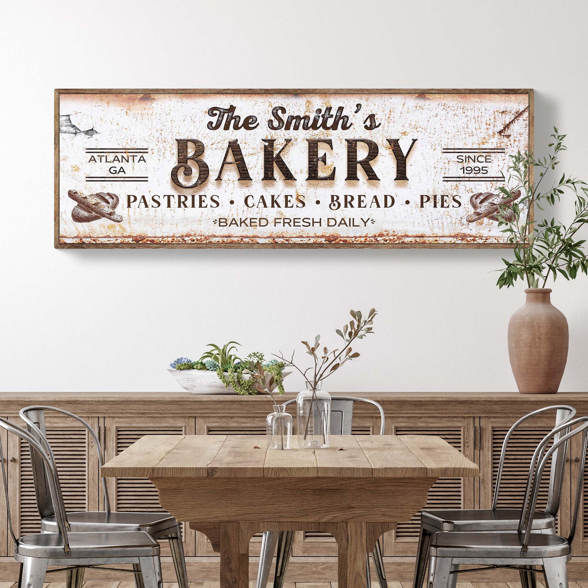 Bakery Sign canvas wall art by Tailored Canvases, rustic white distressed background with BAKERY on Tampa Home & Garden Store