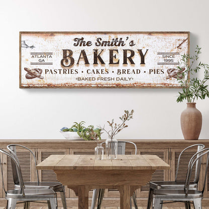 Bakery Sign canvas wall art by Tailored Canvases, rustic white distressed background with BAKERY on Tampa Home & Garden Store