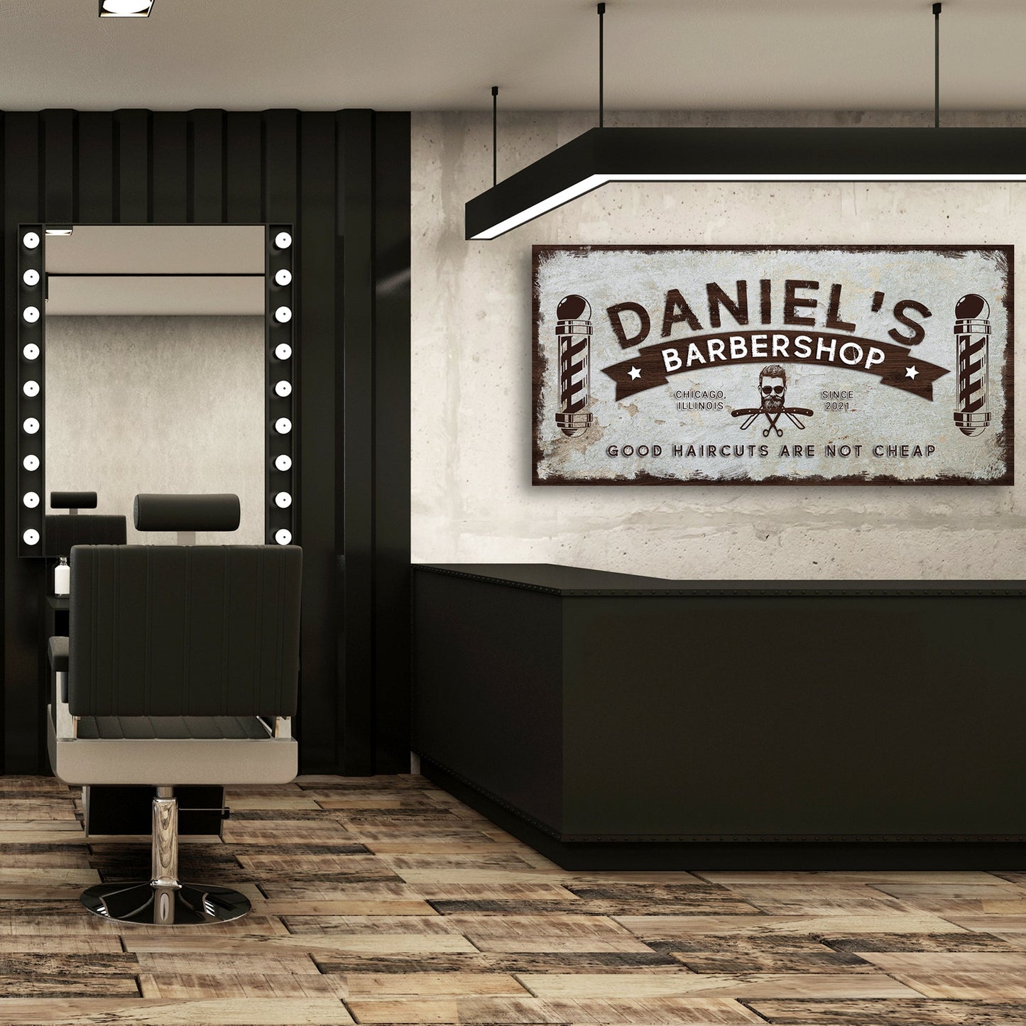 Barbershop Sign canvas by Tailored Canvases, vintage distressed crafting canvas art on Tampa Home & Garden Store