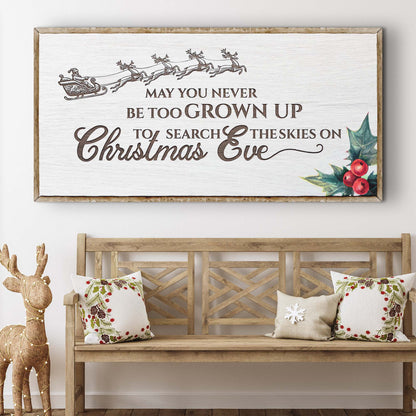 Christmas Eve Farmhouse Sign canvas on white wood with Santa and reindeer Tailored Canvases on Tampa Home & Garden Store