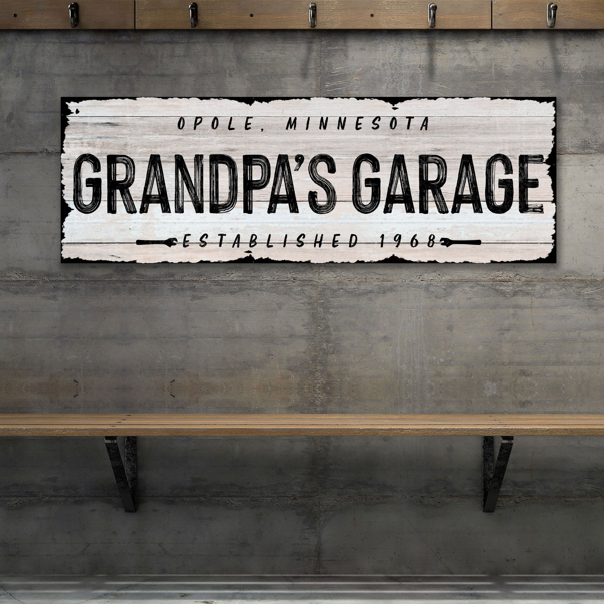 Grandpa Garage Sign II canvas by Tailored Canvases, white wood panel crafting canvas on Tampa Home & Garden Store