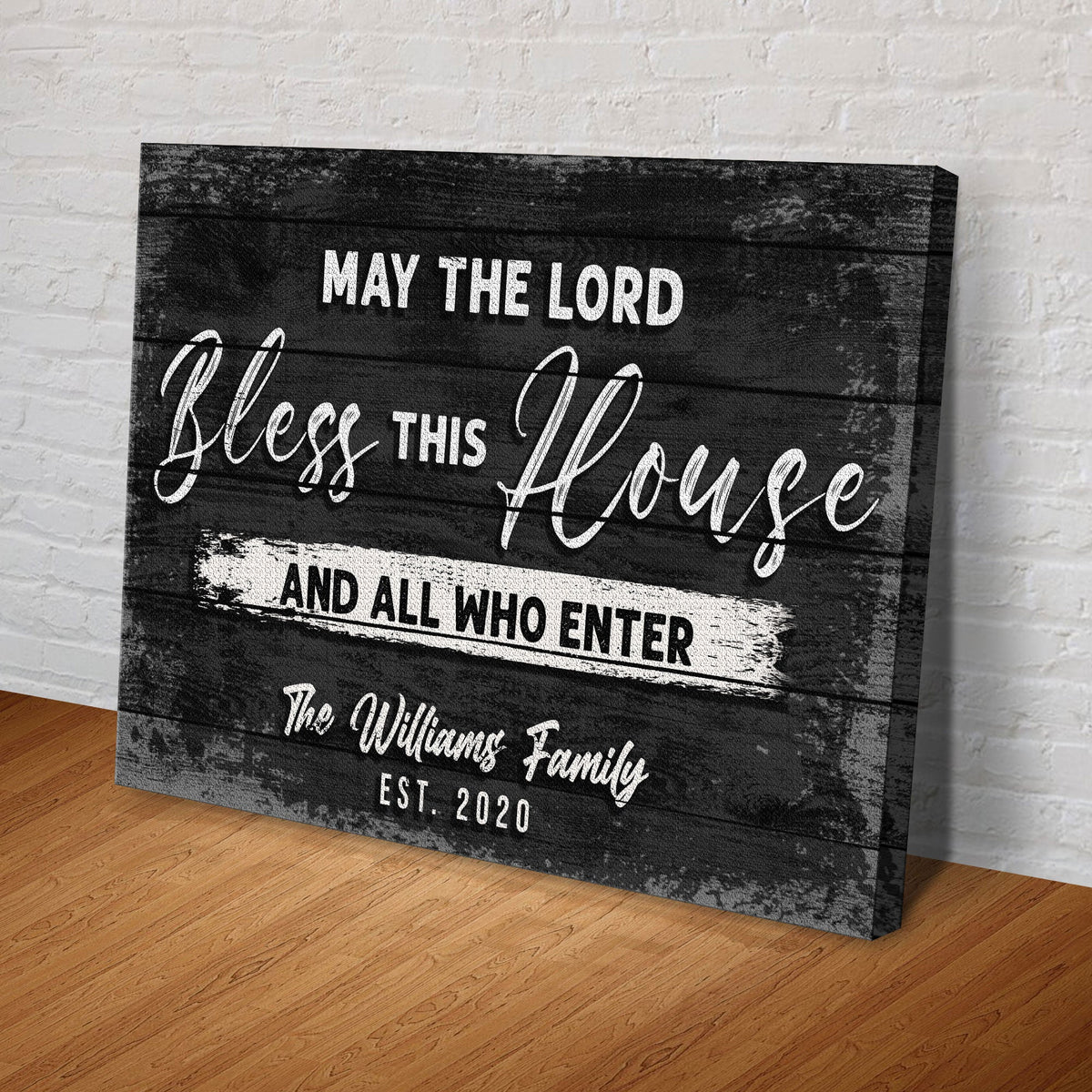 May The Lord Bless This House And All Who Enter sign canvas, rustic black wood look on Tampa Home & Garden Store