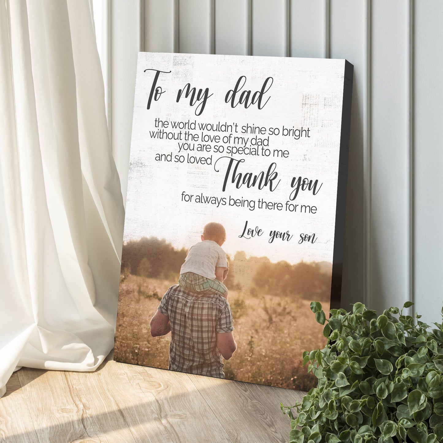 To My Dad Thank You Happy Father's Day Sign canvas by Tailored Canvases white surface on Tampa Home & Garden Store