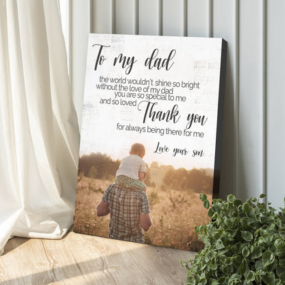 To My Dad Thank You Happy Father's Day Sign canvas by Tailored Canvases white surface on Tampa Home & Garden Store