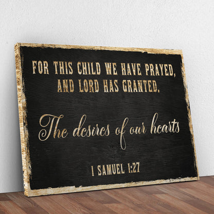 Canvas sign Tailored Canvases with 1 Samuel 1:27 text on black distressed panel rustic frame on Tampa Home & Garden Store