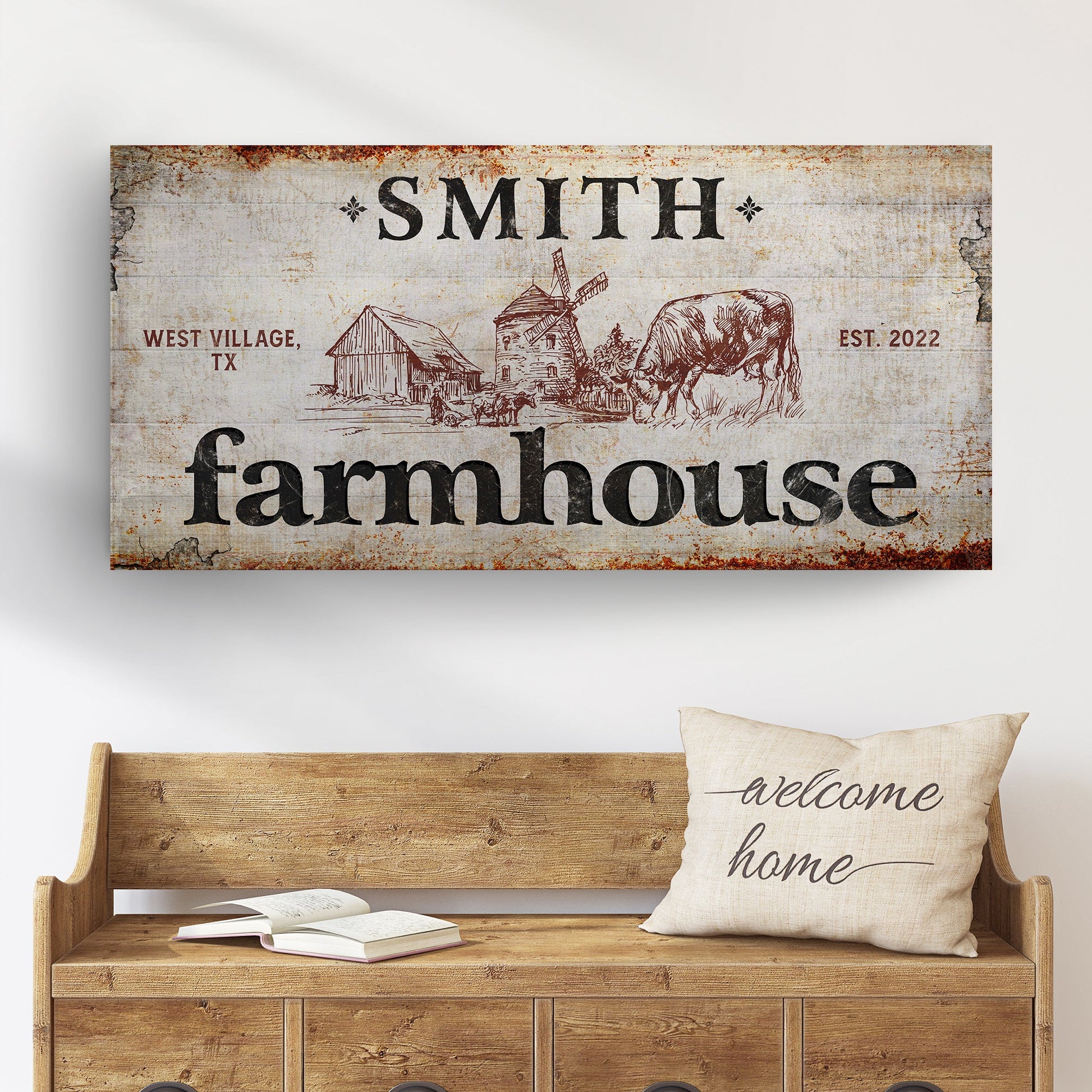 Family Farmhouse Sign II canvas Tailored Canvases, rustic wood look with farmhouse lettering on Tampa Home & Garden Store
