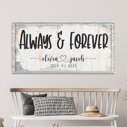 Always & Forever couple sign canvas by Tailored Canvases with Olivia & Jacob on Tampa Home & Garden Store