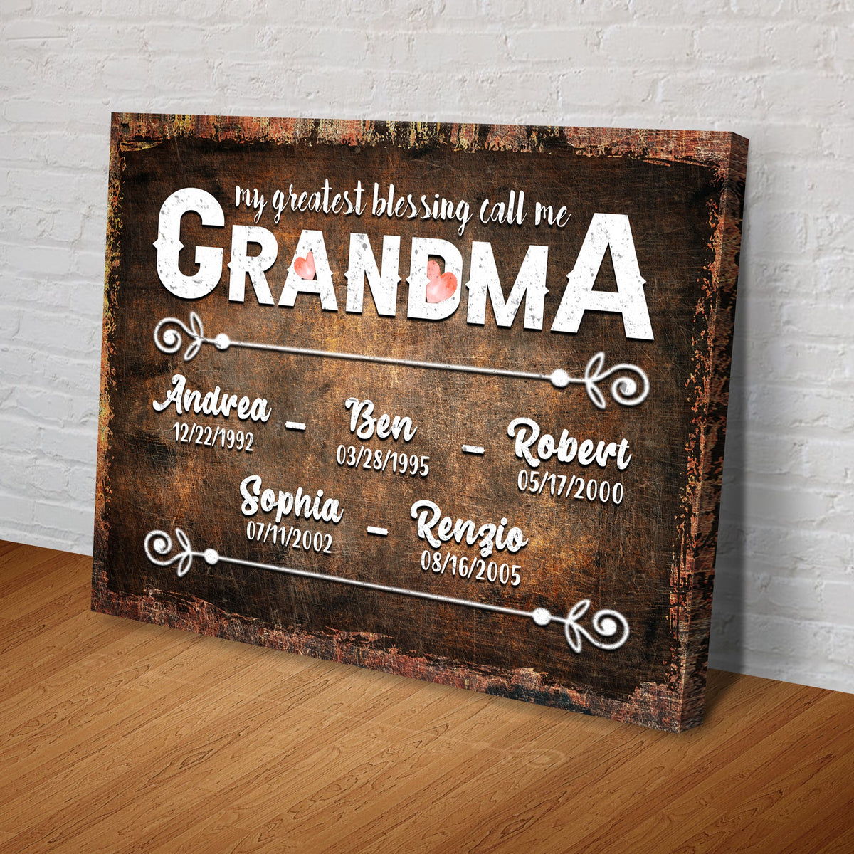 Canvas sign rustic wood with GRANDMA lettering and script my greatest blessing call me on Tampa Home & Garden Store