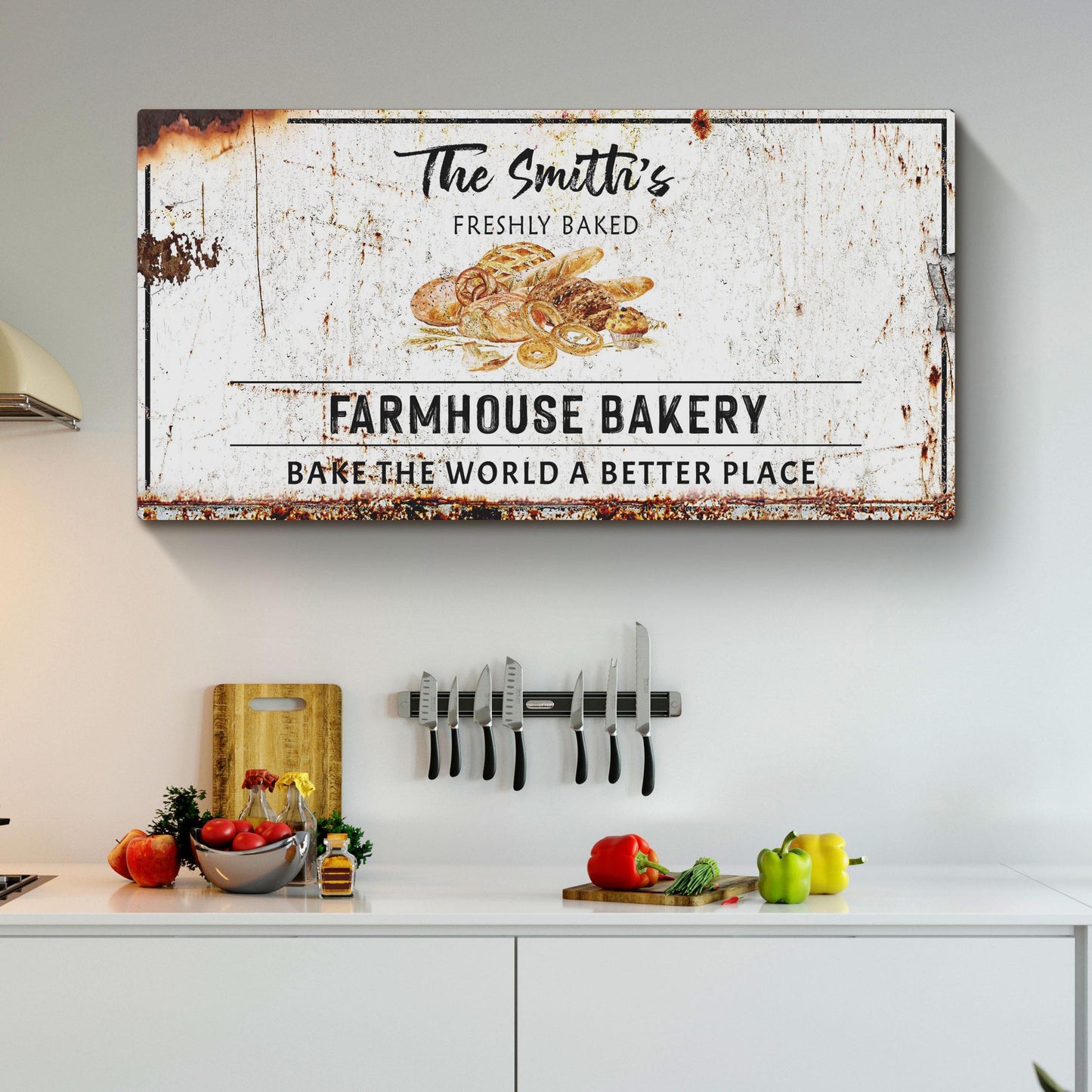 Farmhouse Bakery Sign canvas by Tailored Canvases, rustic distressed white on Tampa Home & Garden Store
