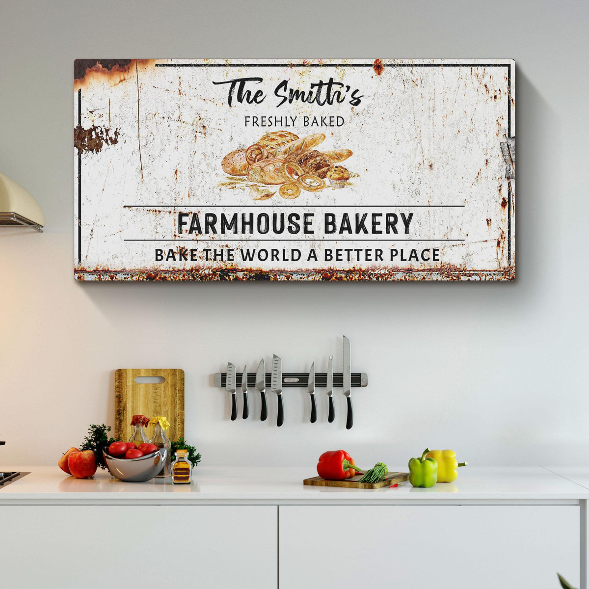 Farmhouse Bakery Sign canvas by Tailored Canvases, rustic distressed white on Tampa Home & Garden Store