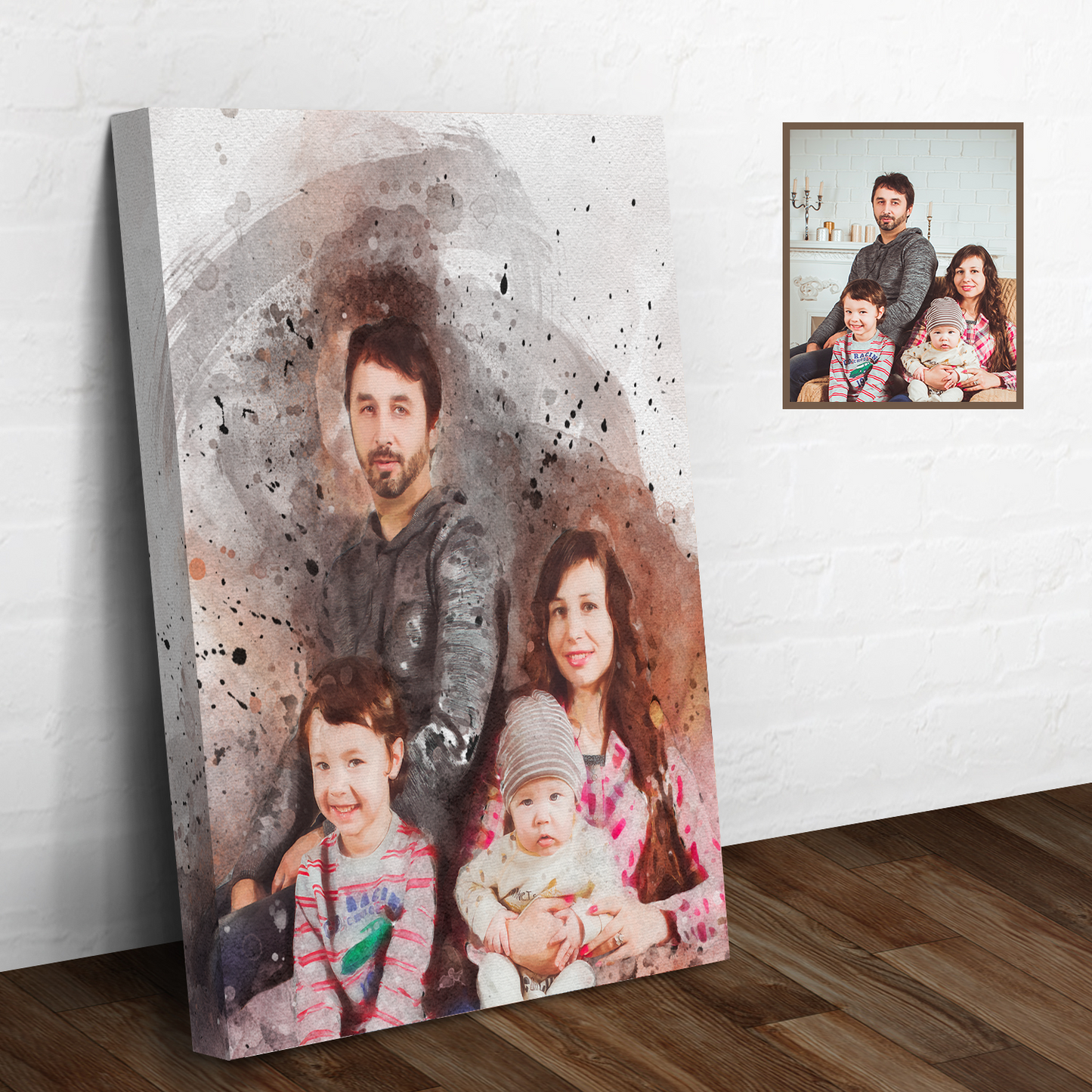Family Watercolor Portrait Sign canvas by Tailored Canvases in soft watercolor tones on Tampa Home & Garden Store