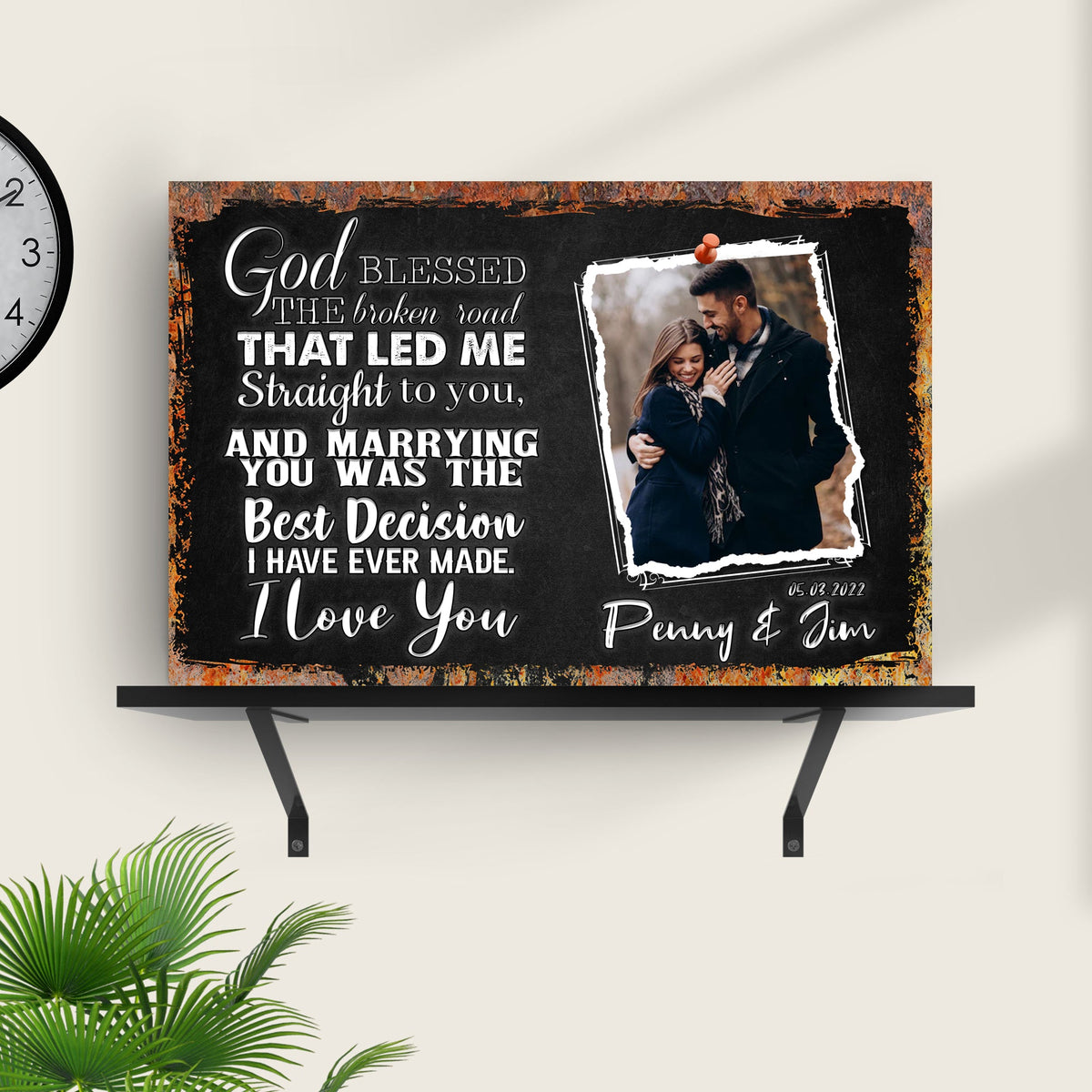 God Bless The Broken Road That Led Me To You Sign canvas by Tailored Canvases with photo inset on Tampa Home & Garden Store
