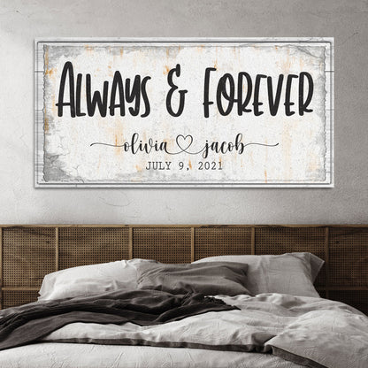 Always And Forever Couple Sign canvas with Olivia & Jacob July 9 2021 Tampa Store on Tampa Home & Garden Store