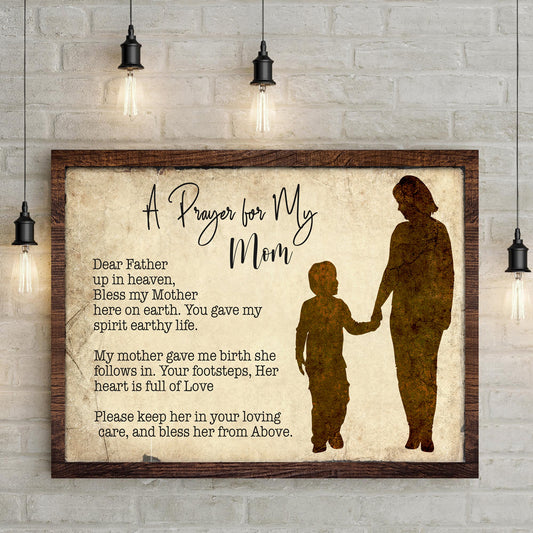 Canvas sign A Prayer For My Mom Mother's Day Gift with silhouettes Tailored Canvases on Tampa Home & Garden Store