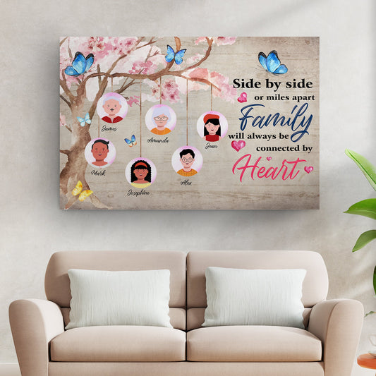 Family Will Always Be Connected By Heart II canvas by Tailored Canvases with blue butterflies on Tampa Home & Garden Store