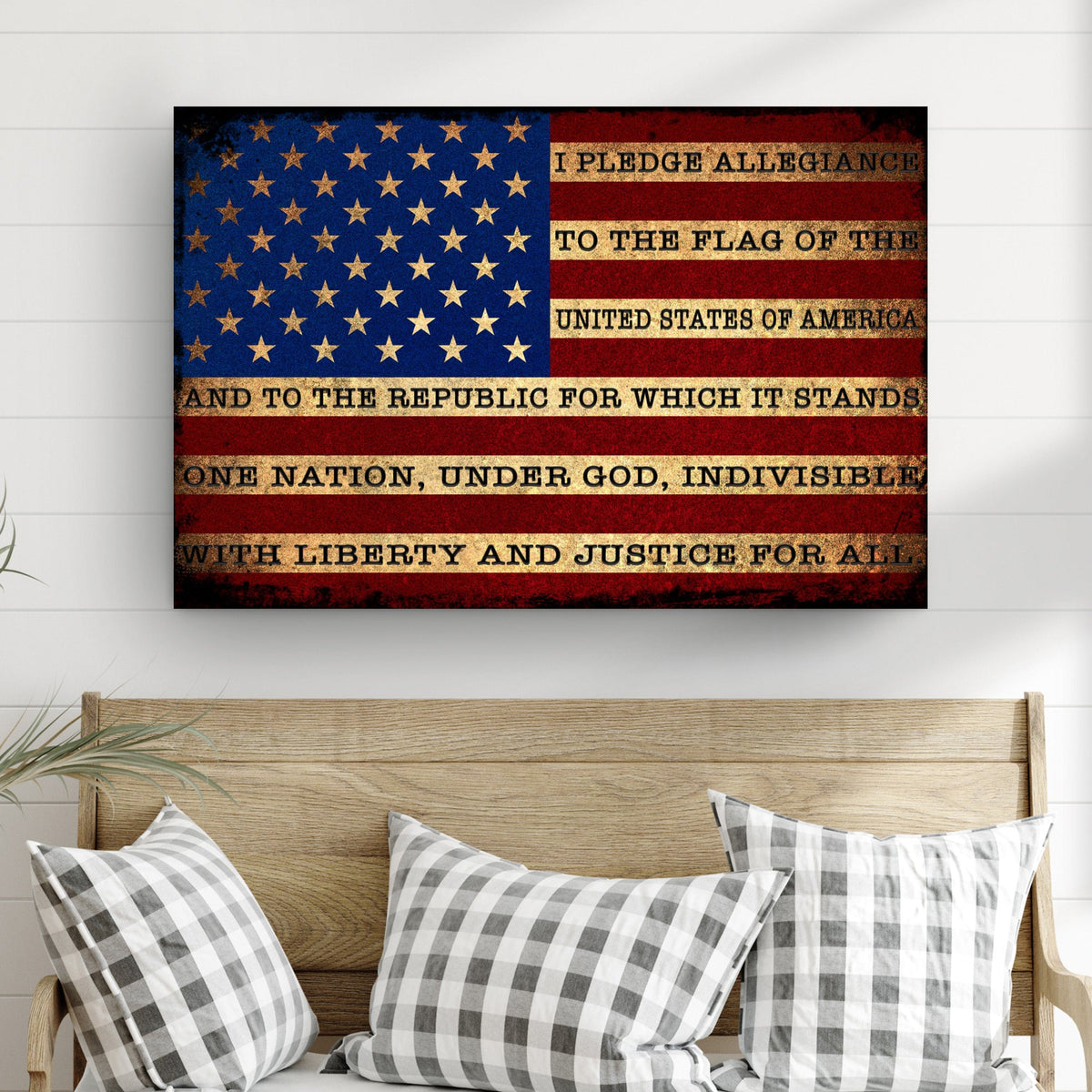 Canvas sign I Pledge Allegiance To The Flag Of USA by Tailored Canvases, patriotic red white blue on Tampa Home & Garden Store
