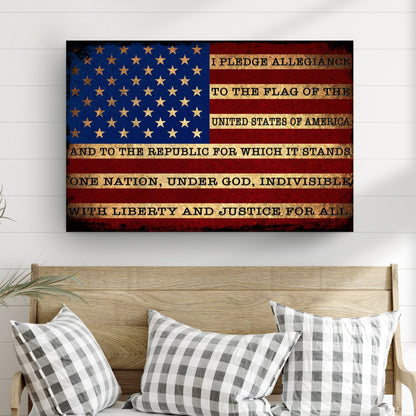 Canvas sign I Pledge Allegiance To The Flag Of USA by Tailored Canvases, patriotic red white blue on Tampa Home & Garden Store