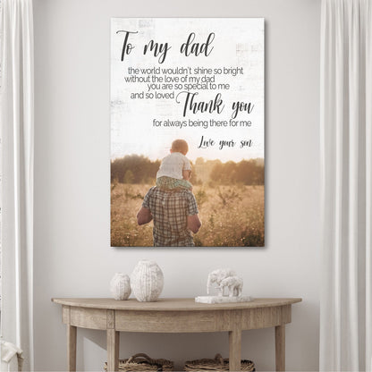 Canvas sign To My Dad Thank You Happy Father's Day with distressed white background on Tampa Home & Garden Store