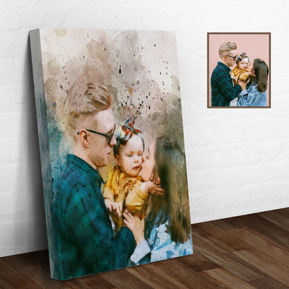Family Watercolor Portrait Sign canvas by Tailored Canvases; 2-piece wall display on Tampa Home & Garden Store