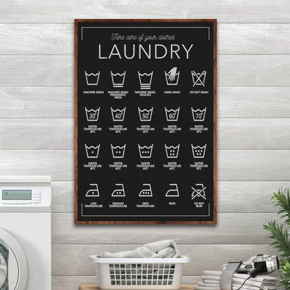 Tailored Canvases Laundry Symbols Sign II canvas in chalkboard style with wood frame on Tampa Home & Garden Store