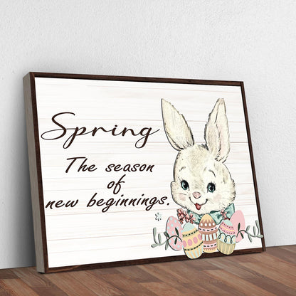 Easter Bunny Spring Sign canvas with bunny illustration, pastel eggs by Tailored Canvases on Tampa Home & Garden Store