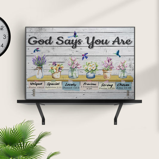 God Says You Are Sign IV crafting canvas with floral jars by Tailored Canvases on Tampa Home & Garden Store