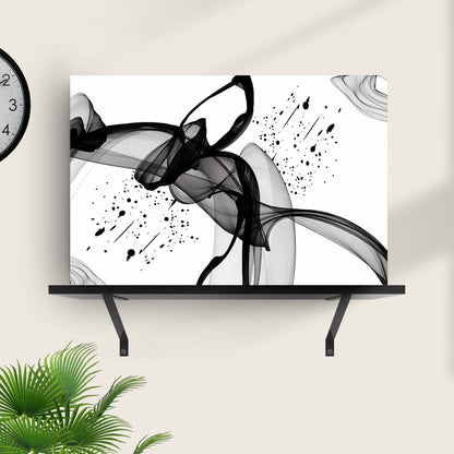 Minimalist Black Abstract Canvas by Tailored Canvases, black swirls on white surface on Tampa Home & Garden Store