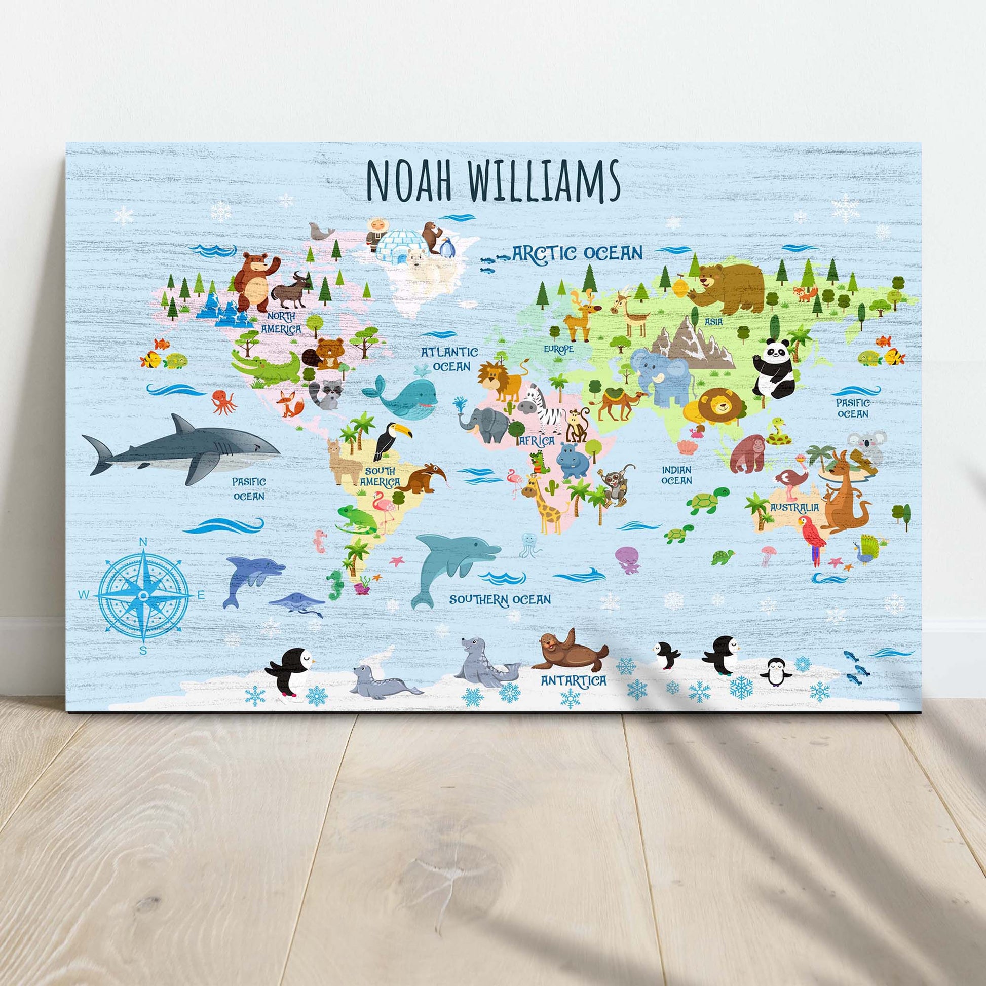 Animals And Countries Map Sign Canvas with a world map and animals Tailored Canvases on Tampa Home & Garden Store