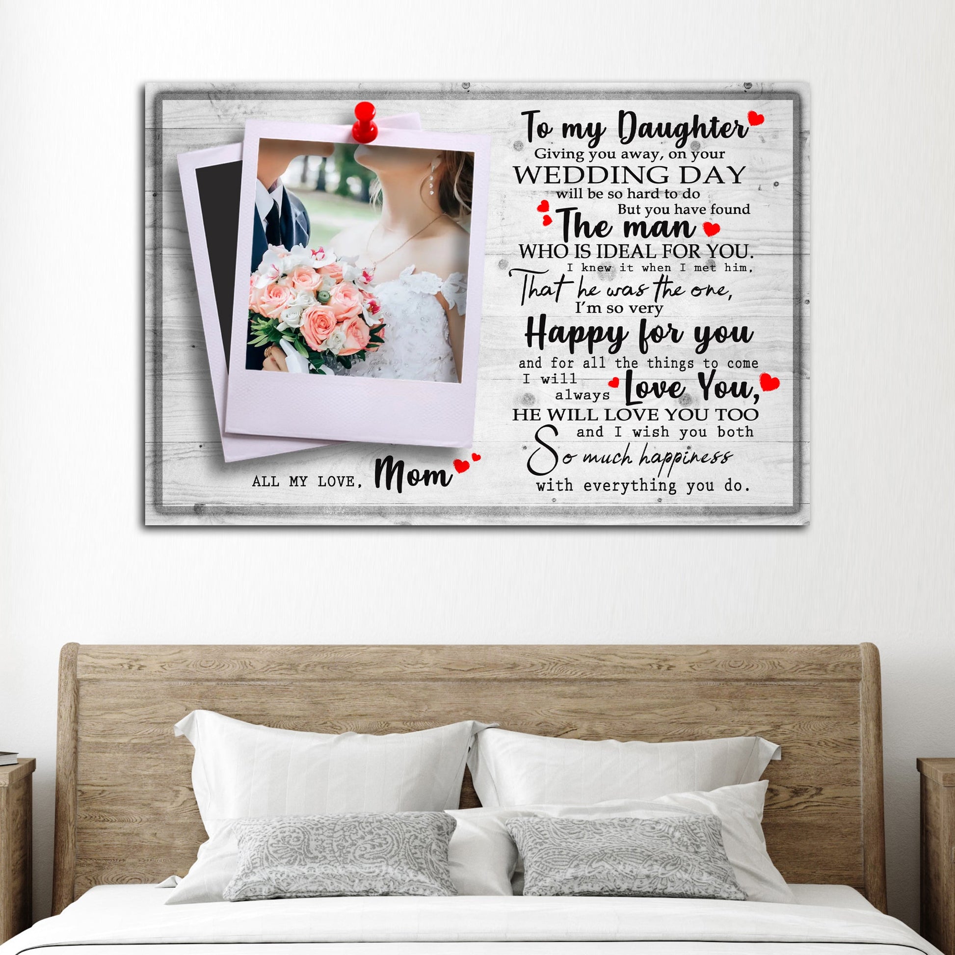 Canvas To My Daughter Marriage Message Sign with photo stack on wood panel Tailored Canvases on Tampa Home & Garden Store