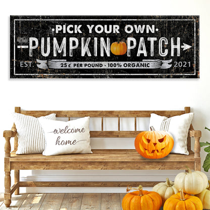 Pick Your Own Pumpkin Patch Sign canvas by Tailored Canvases; chalkboard with pumpkin on Tampa Home & Garden Store