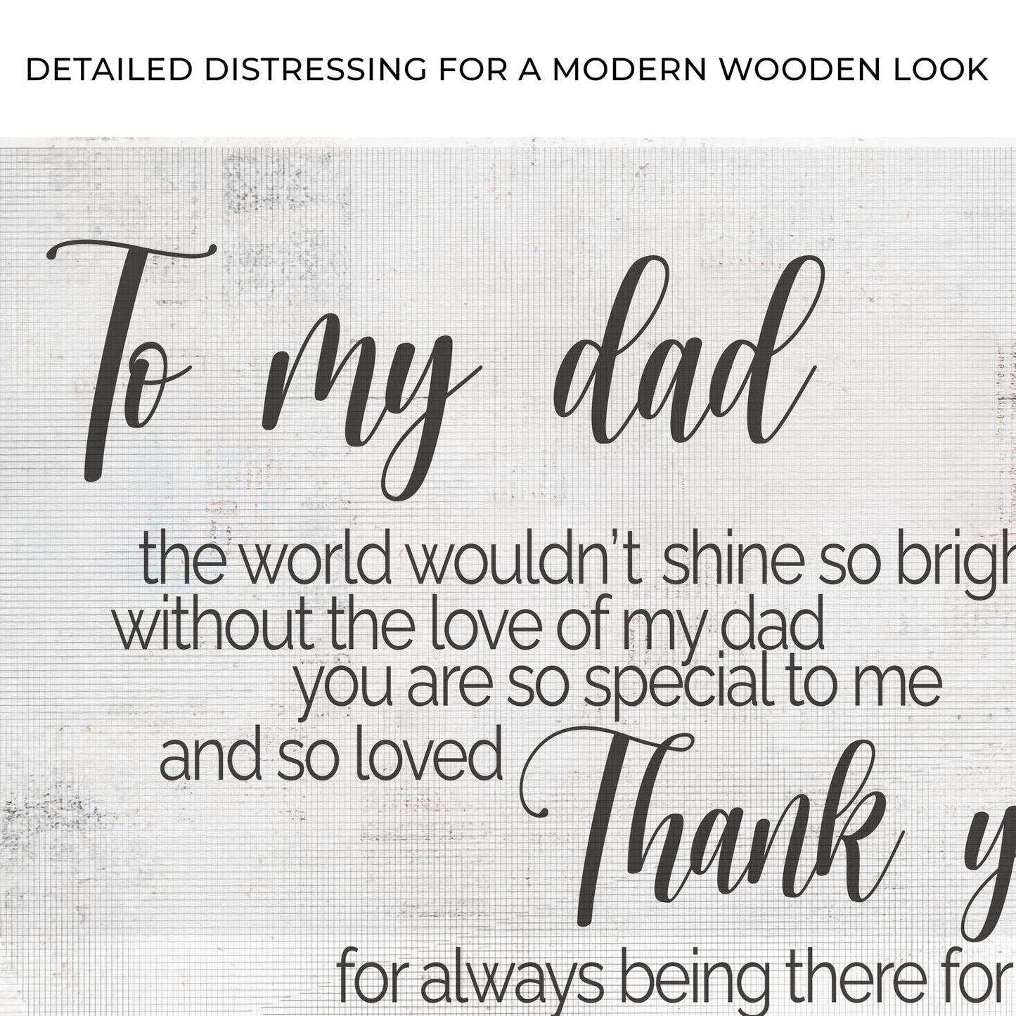 Tailored Canvases canvas sign with To my dad and Thank you in script on wood background on Tampa Home & Garden Store