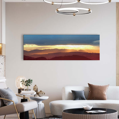 Dear Mountains Canvas Wall Art by Tailored Canvases, mountain sunset landscape on a long canvas on Tampa Home & Garden Store