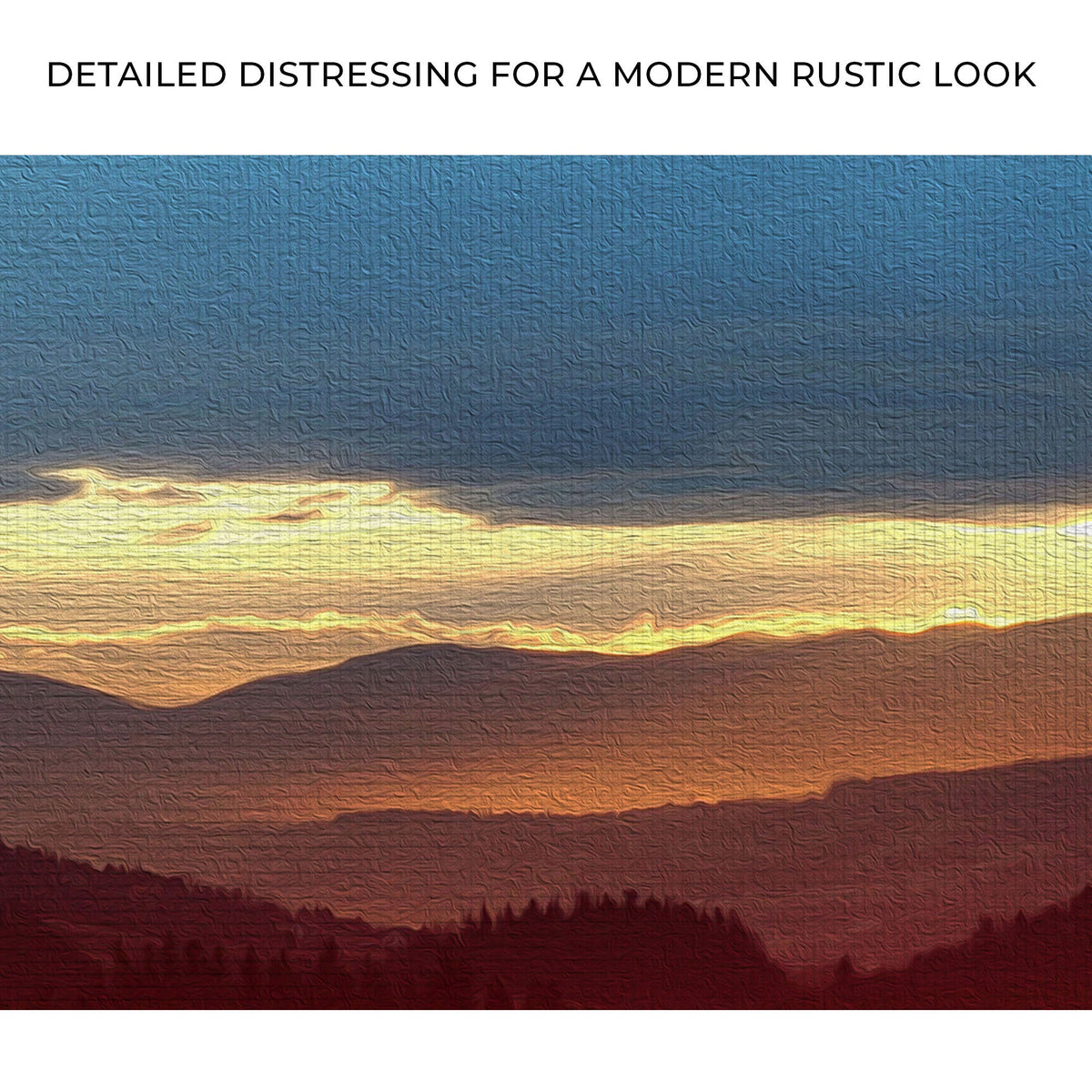 Dear Mountains Canvas Wall Art Tailored Canvases; blue sky fades to sunset over mountains canvas on Tampa Home & Garden Store