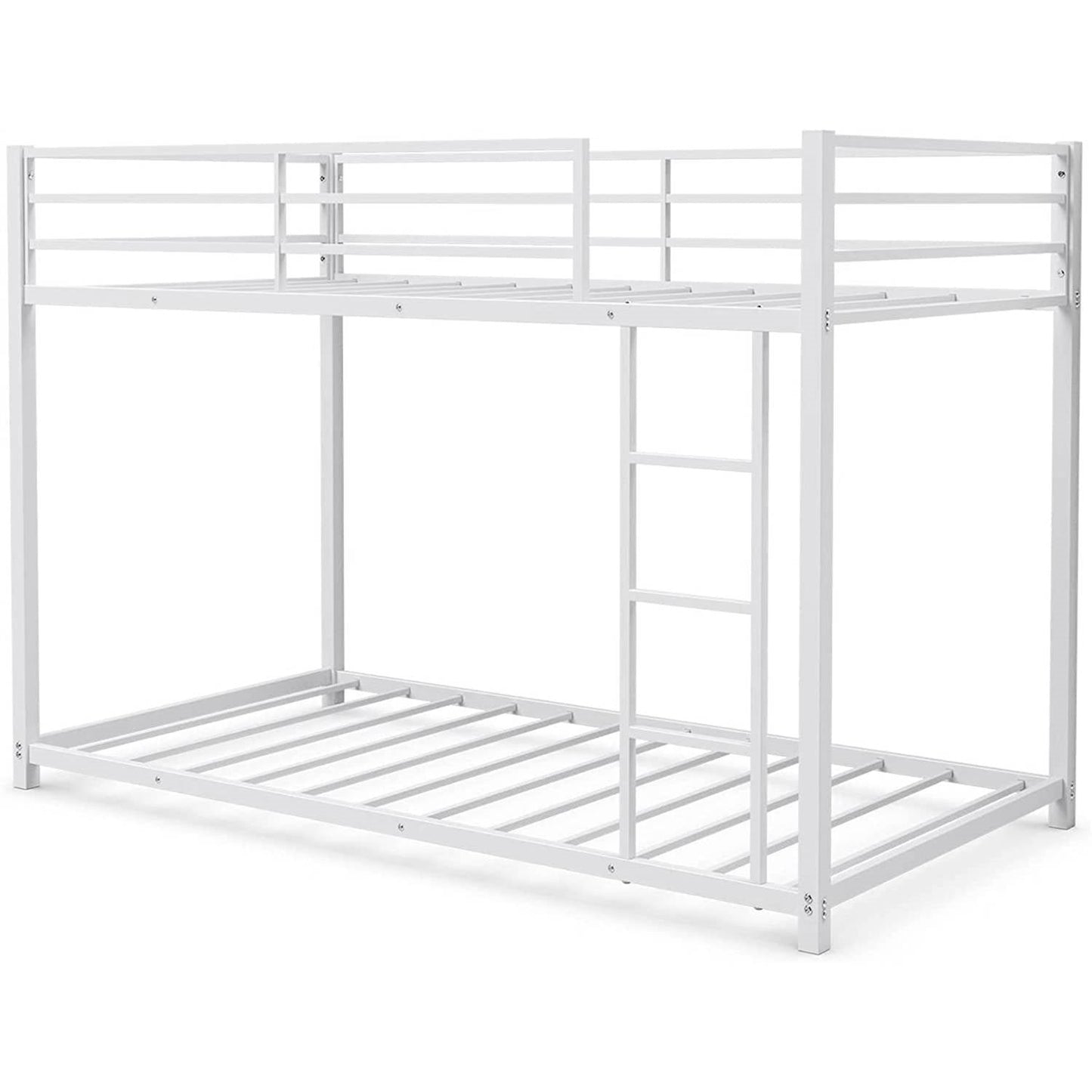 Litera moderna de metal blanco de perfil bajo, dos sobre dos